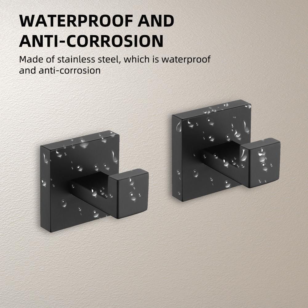 2 Pcs Wall Hooks Towel Hooks Black Made of 304 Stainless Steel Hooks Anti-rust Hooks Waterproof Hooks Bathroom Accessories Coat Hooks