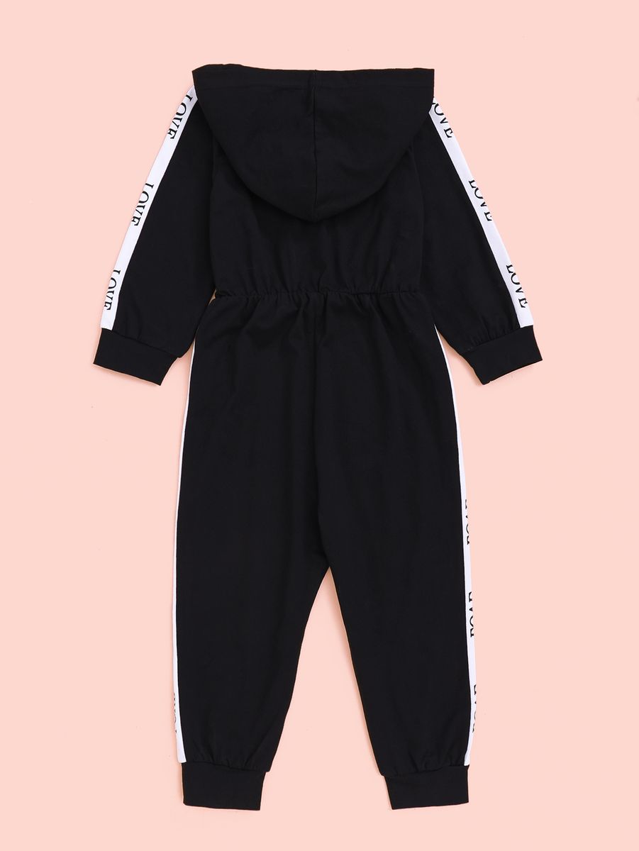 1-6Y Kid Girls Sports Style Long Sleeves Hoodie Jumpsuit Zip Design Overalls