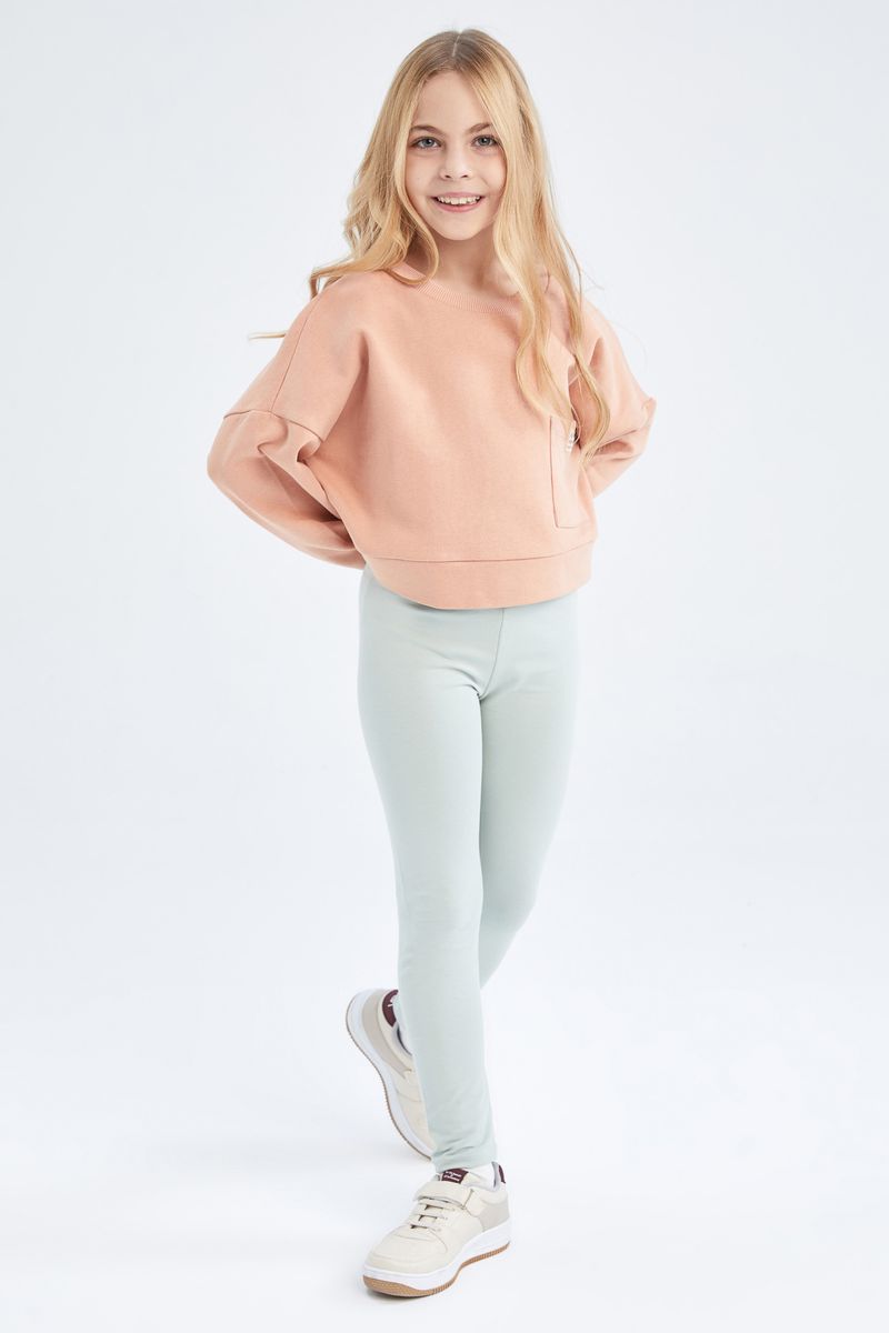Girl - Legging Fit Knitted Bottom Leggings - Green
