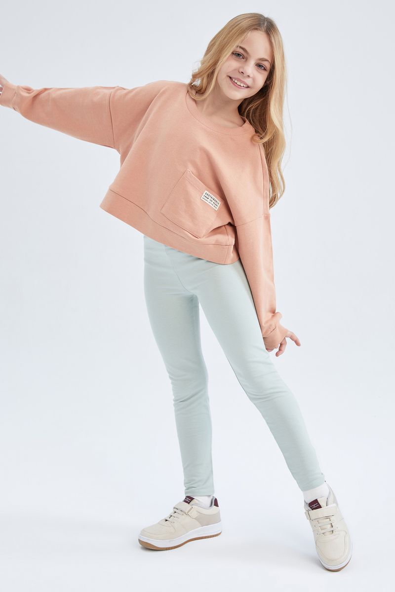 Girl - Legging Fit Knitted Bottom Leggings - Green