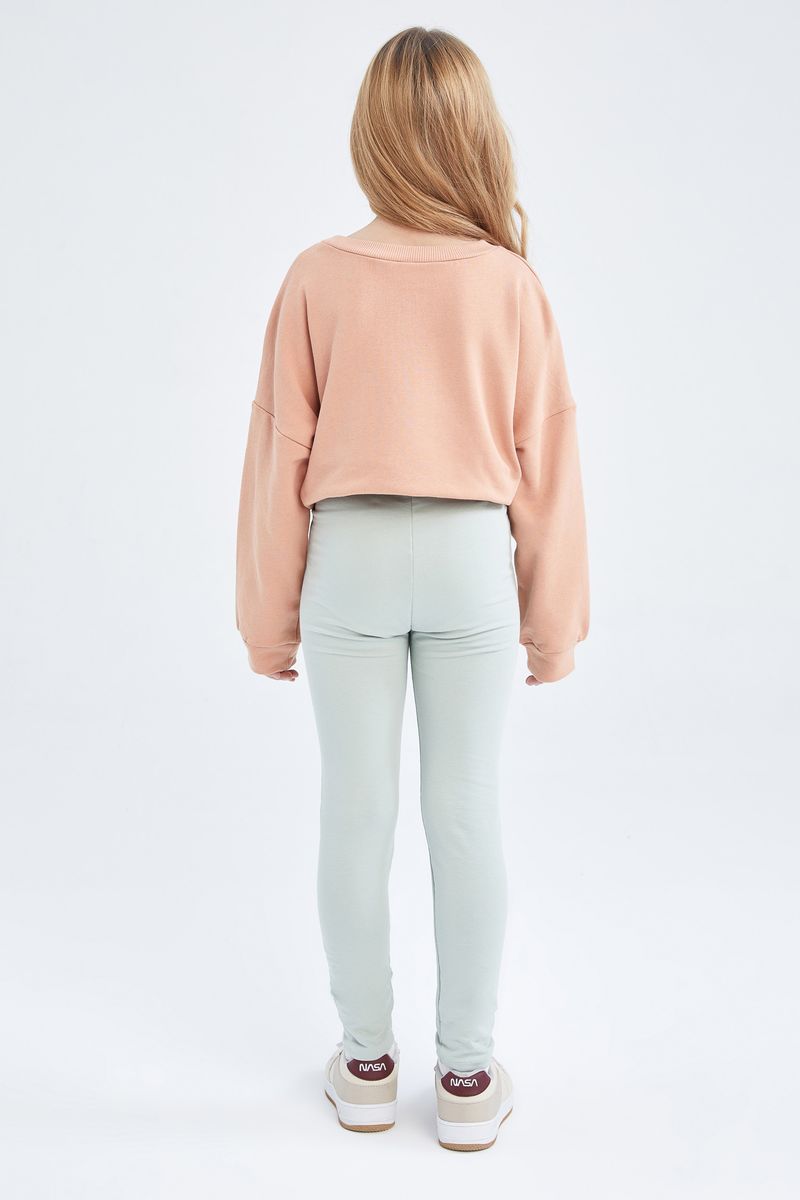 Girl - Legging Fit Knitted Bottom Leggings - Green