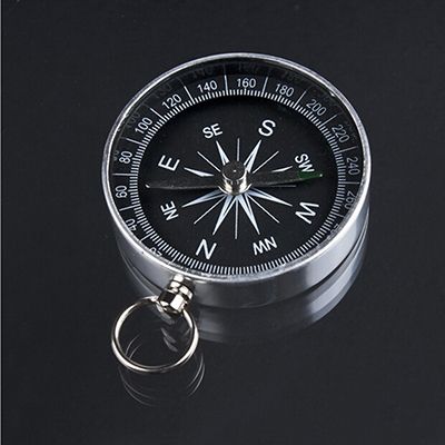 Silver Aluminum Alloy Metal Handheld Pocket Mini Compass