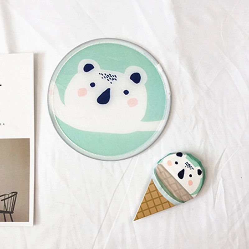 Cream Portable Pocket Fan Mini Travel Hand Shape Small Personalized Handheld Fan Ice Folding Cute Mini Fan Cloth Portable 1PC