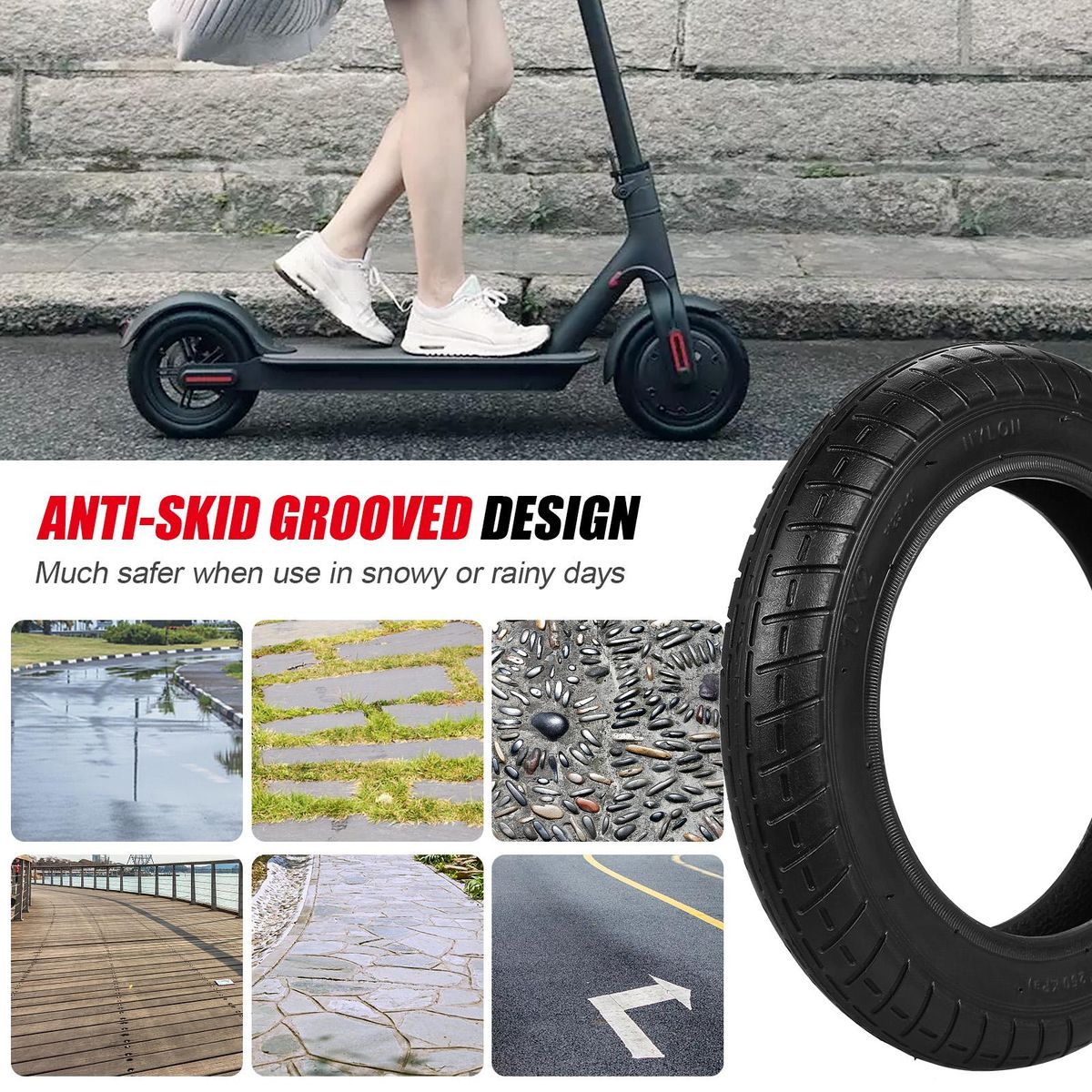 10 X 2.0 Inch Inflatable Inner Tube Outer Tire Wheel Set with Mudguard Spacer Kickstand Spacer Replacement for Xiaomi M365 Electric Scooter Accessories