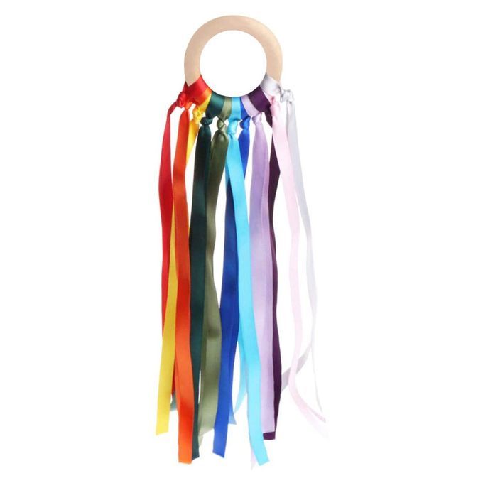 Hold Wedding Ribbon Ribbon Wooden Round Handle Ribbon Festival  Elebration- Olorful