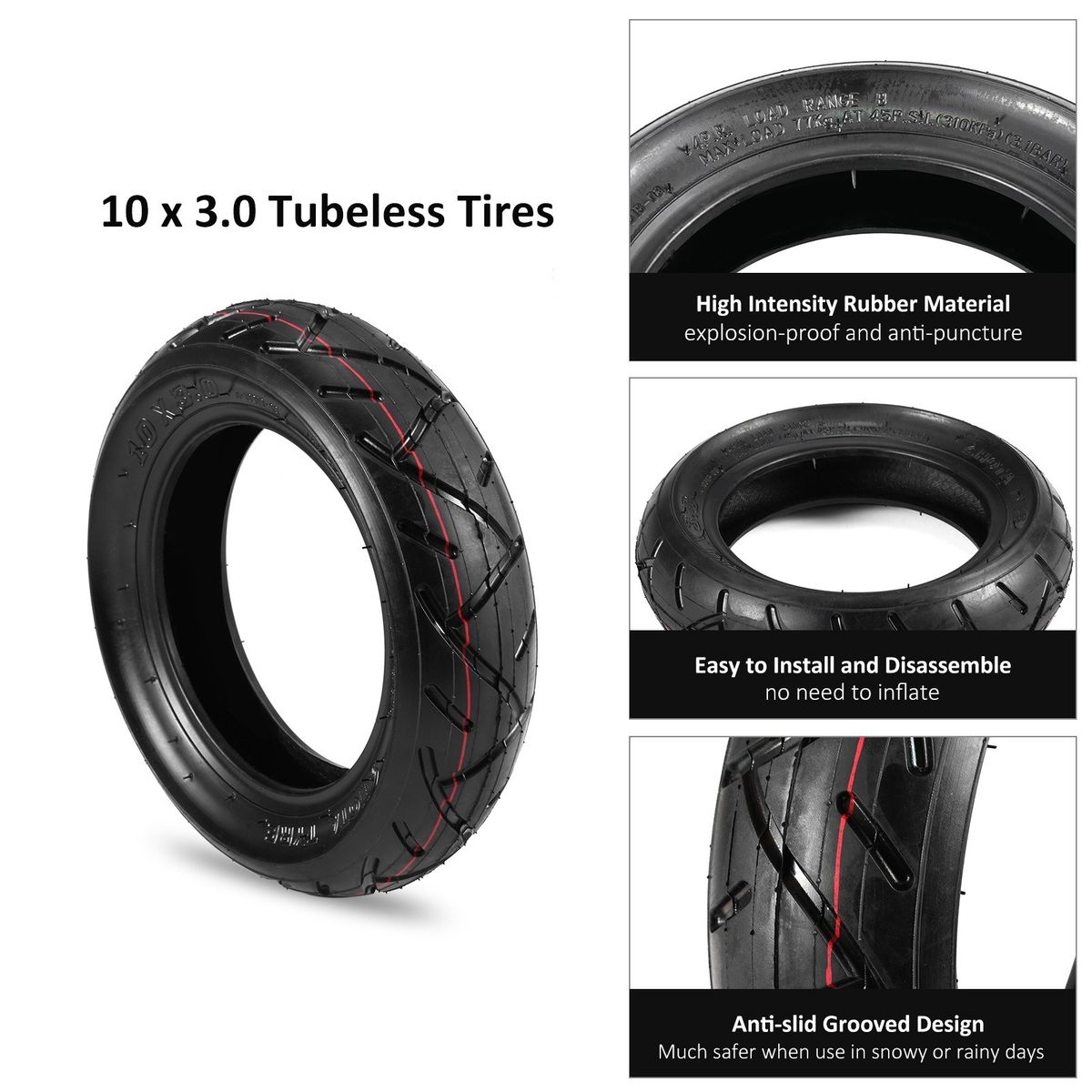 Universal 10 X 3.0 Upgraded Thicken Tire Tubeless Vacuum