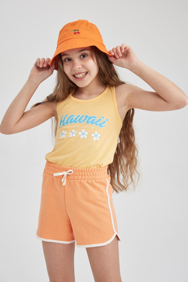 Girl Casual Knitted Short - Orange