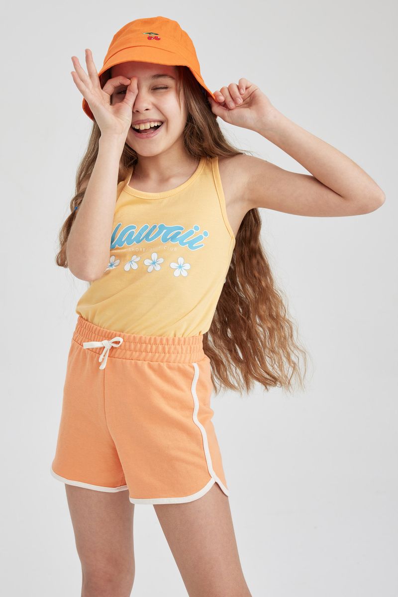 Girl Casual Knitted Short - Orange