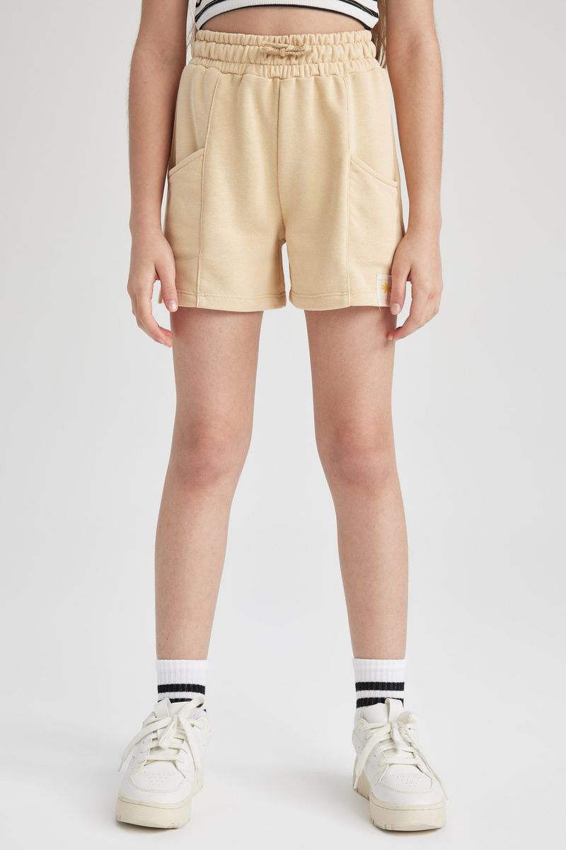 Girl Casual Knitted Short - Beige