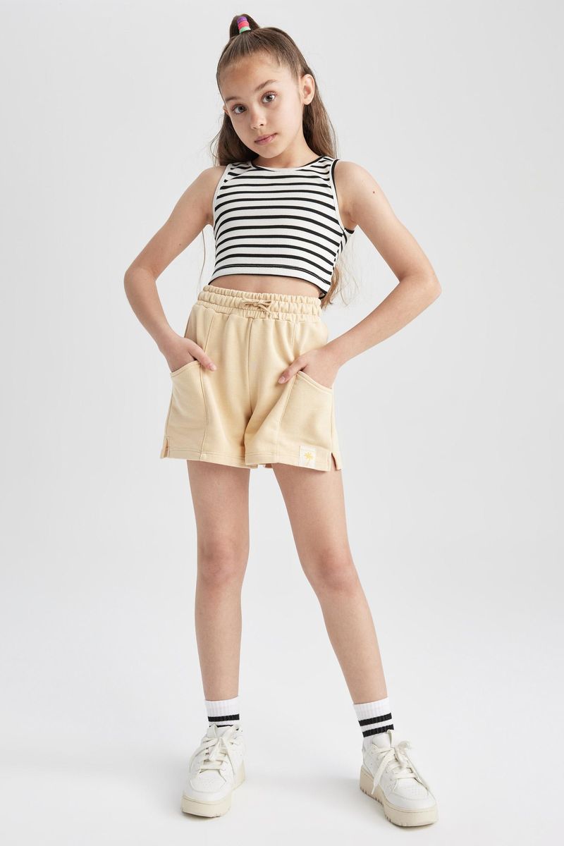 Girl Casual Knitted Short - Beige