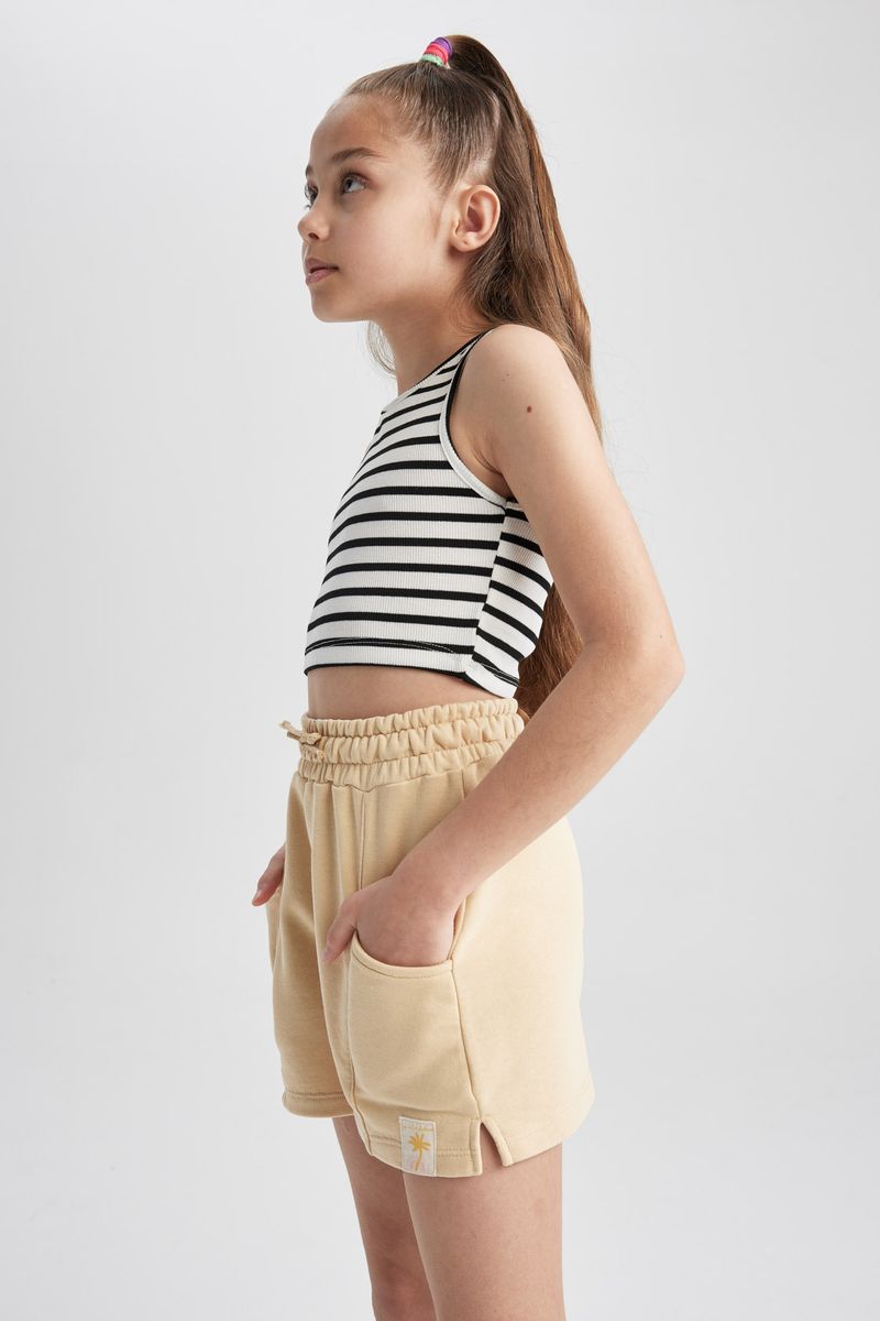 Girl Casual Knitted Short - Beige