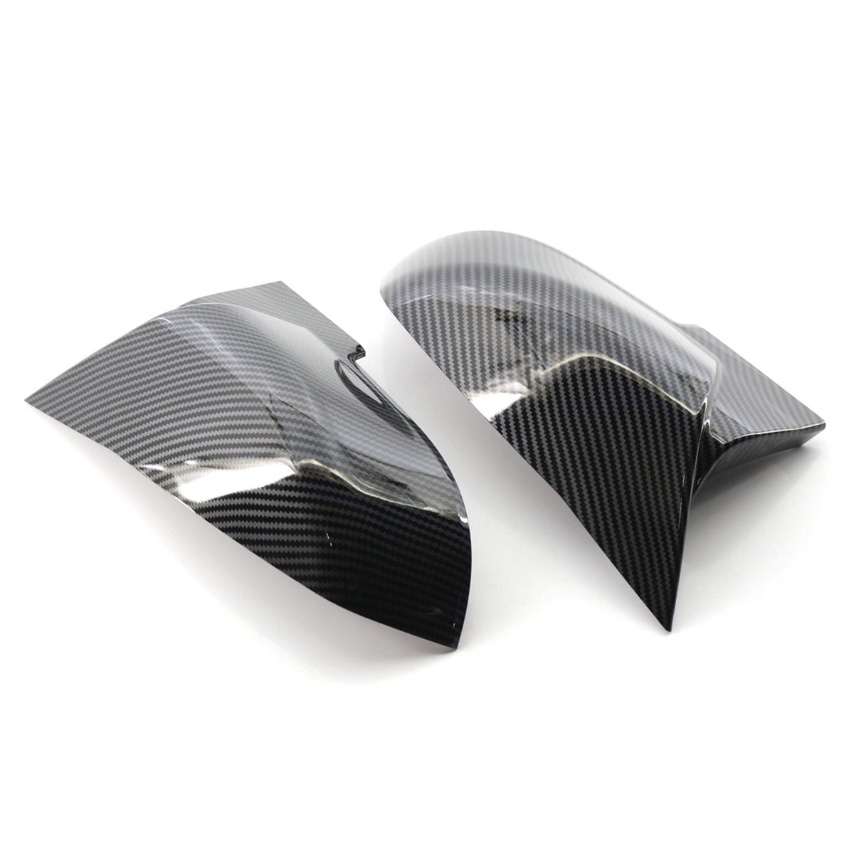 Pair Carbon Fiber Rear Mirror Cover Caps Replacement For BMW