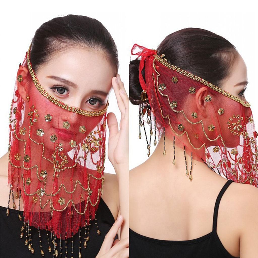 Indian   Accessories Chiffon Costume ×Sequins Fringe Wear Red