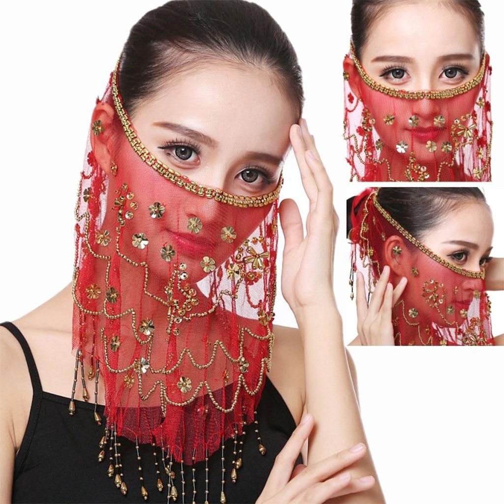 Indian   Accessories Chiffon Costume ×Sequins Fringe Wear Red