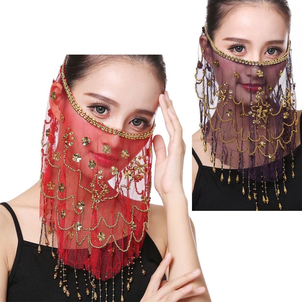 Indian   Accessories Chiffon Costume ×Sequins Fringe Wear Red