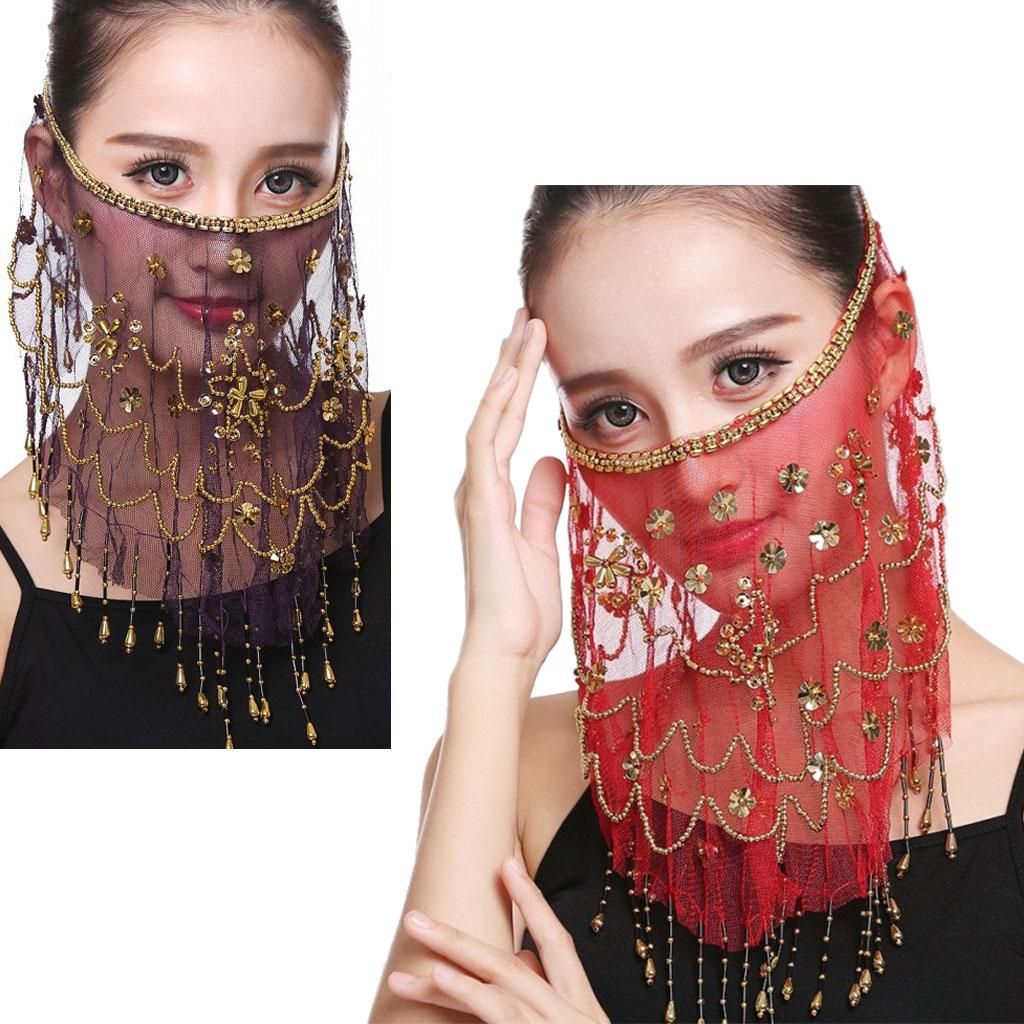 Indian   Accessories Chiffon Costume ×Sequins Fringe Wear Red