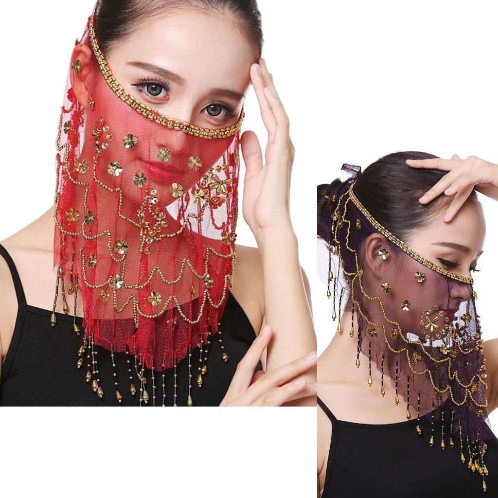 Indian   Accessories Chiffon Costume ×Sequins Fringe Wear Red