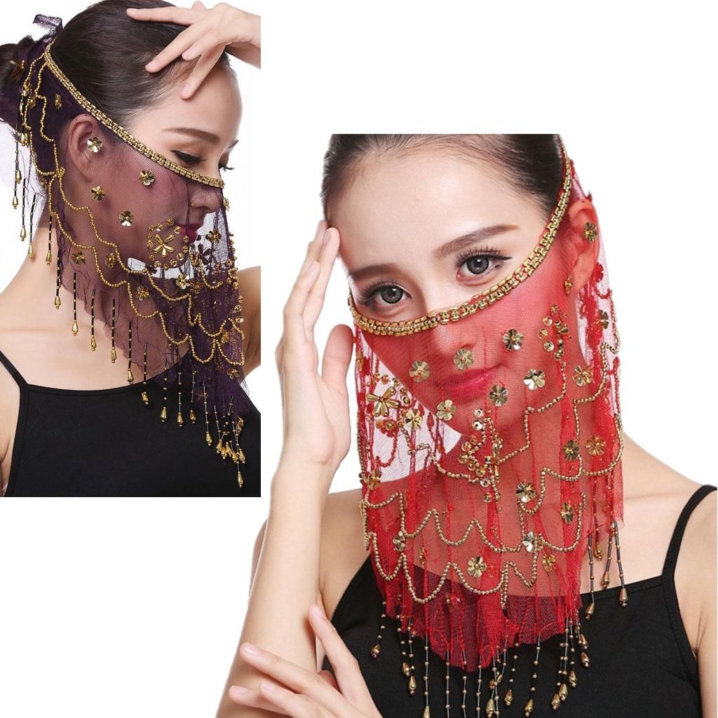 Indian   Accessories Chiffon Costume ×Sequins Fringe Wear Red