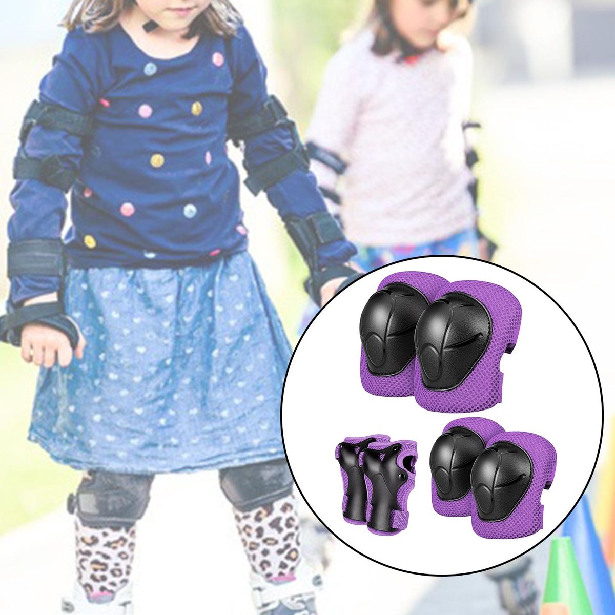 Kids Pads Protective Guard Adjustable For Rollerblading Rock Purple
