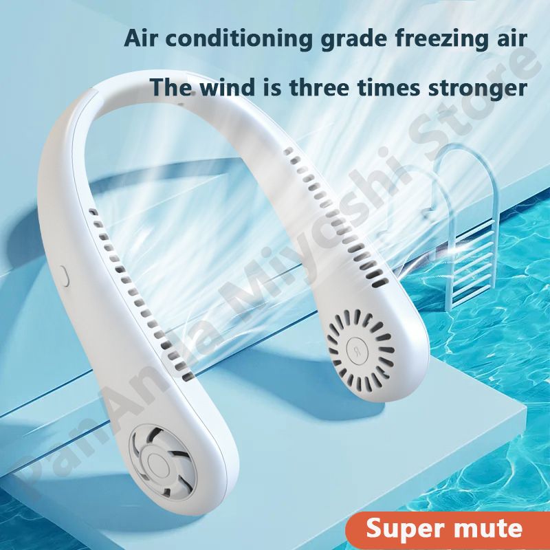 Portable 3 Speed Bladeless Neck Fan 2400mAh Fast Charging