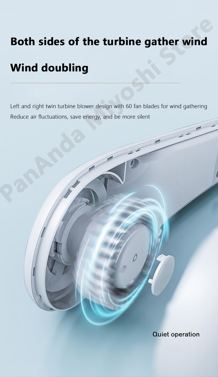 Portable 3 Speed Bladeless Neck Fan 2400mAh Fast Charging