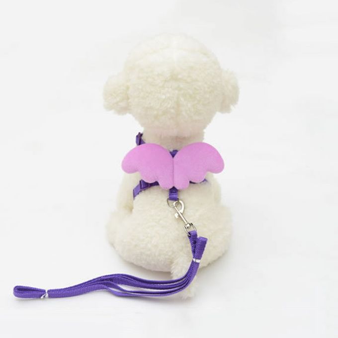 Cute Angel Pet Dog Leashes Cats Puppy Leads Wing Straps Adjustable Harness Purple