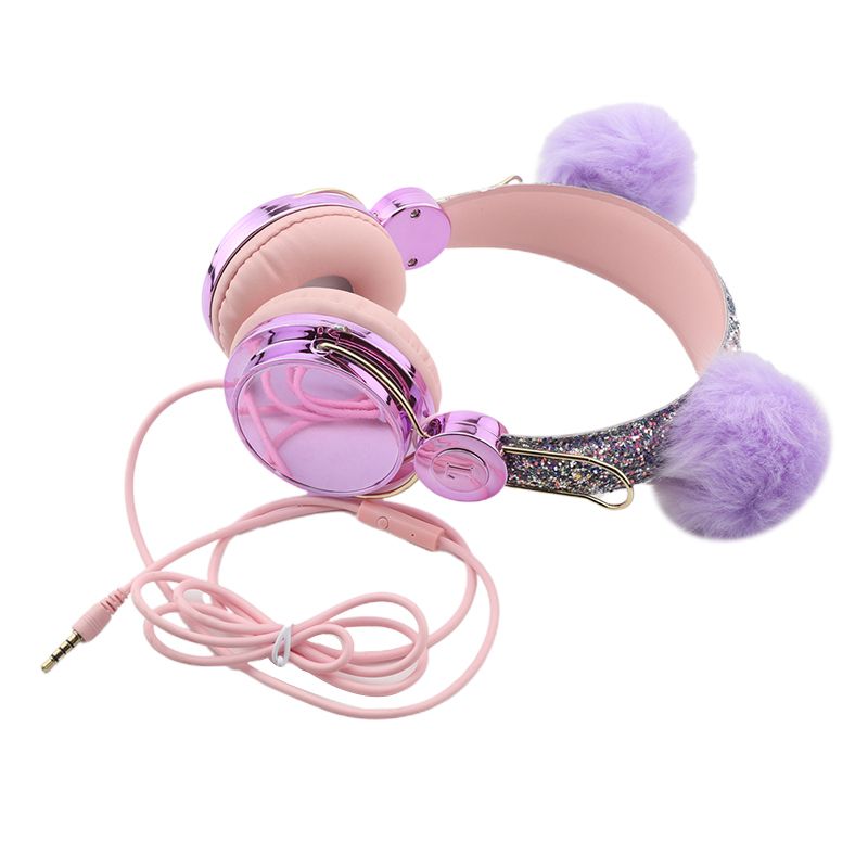 Pink Earbuds Cute Wired Headphone 3.5mm With Microphone Girls Music Earphone