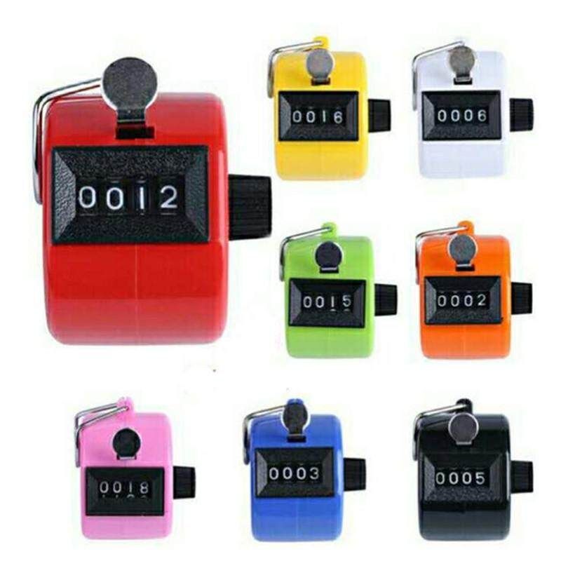 Handheld 4 Digital Tally Mechanical Manual Palm Clicker Number Frequency Counter Orange (Orange)