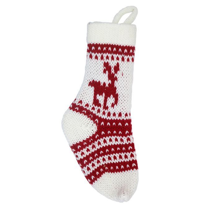 Wall Door Hanging Elk Pattern Stocking Gift Bag-White