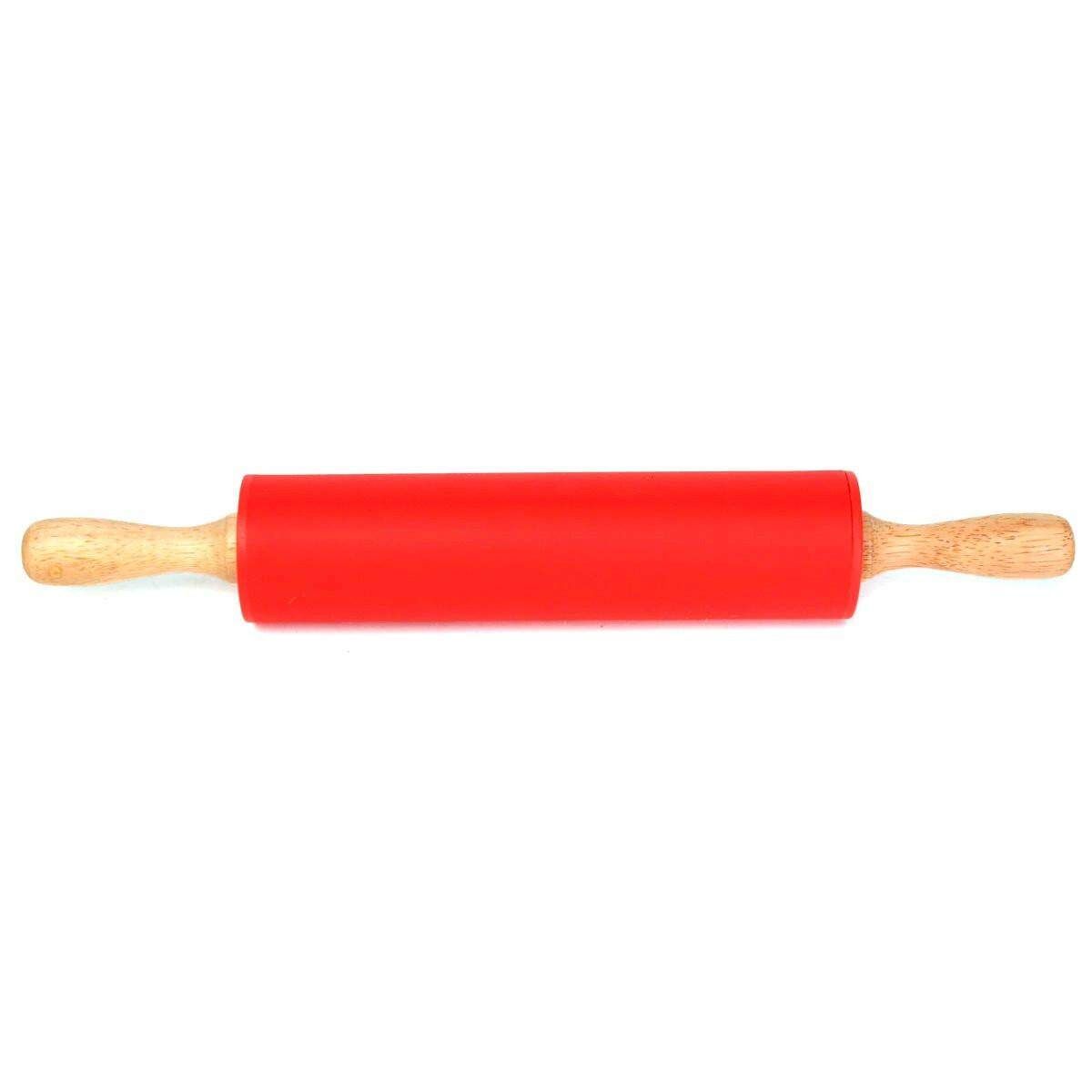 12" Wooden Flour Pastry Dough Handle Roller Kitchen Silicone Rolling Pin Stick