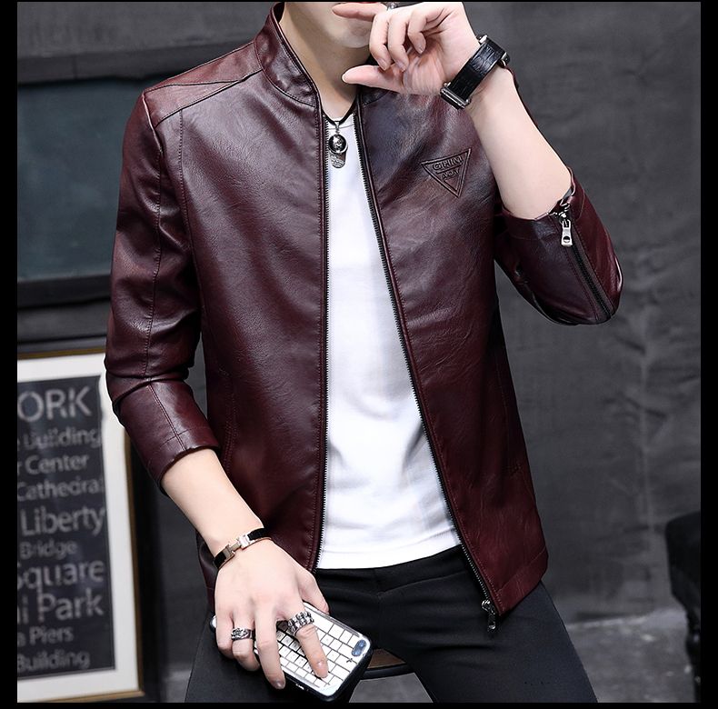 Leather Jacket Fashionable New Men's American Trend Collar