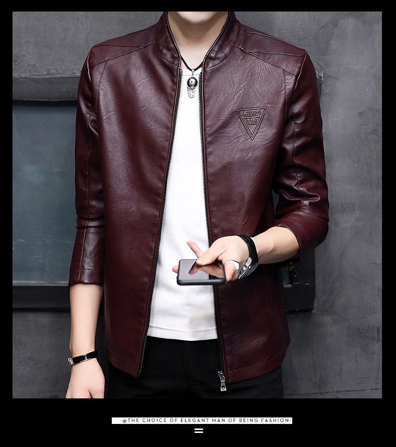 Leather Jacket Fashionable New Men's American Trend Collar