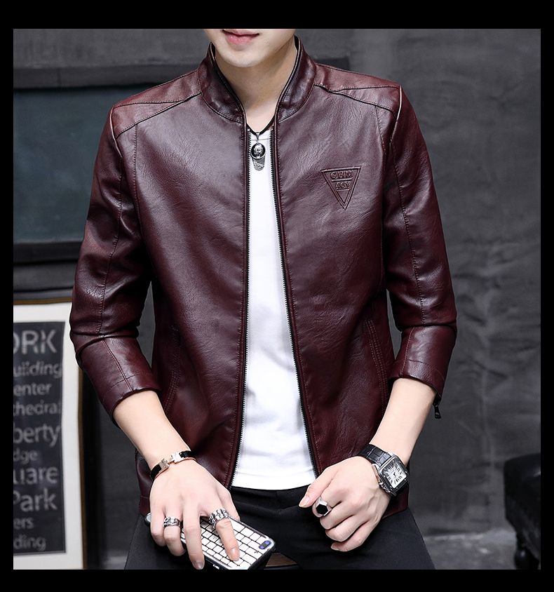 Leather Jacket Fashionable New Men's American Trend Collar