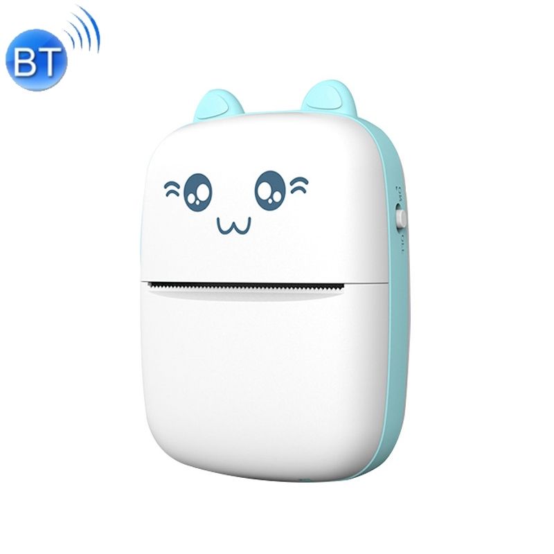 Portable Mini Thermal Printer Bluetooth Photo Printer Student Homework Mistakes Collections Printer(English Version Blue)