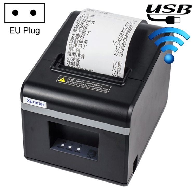 XP-N160II USB+WIFI 80mm Automatic Thermal Printer, EU Plug