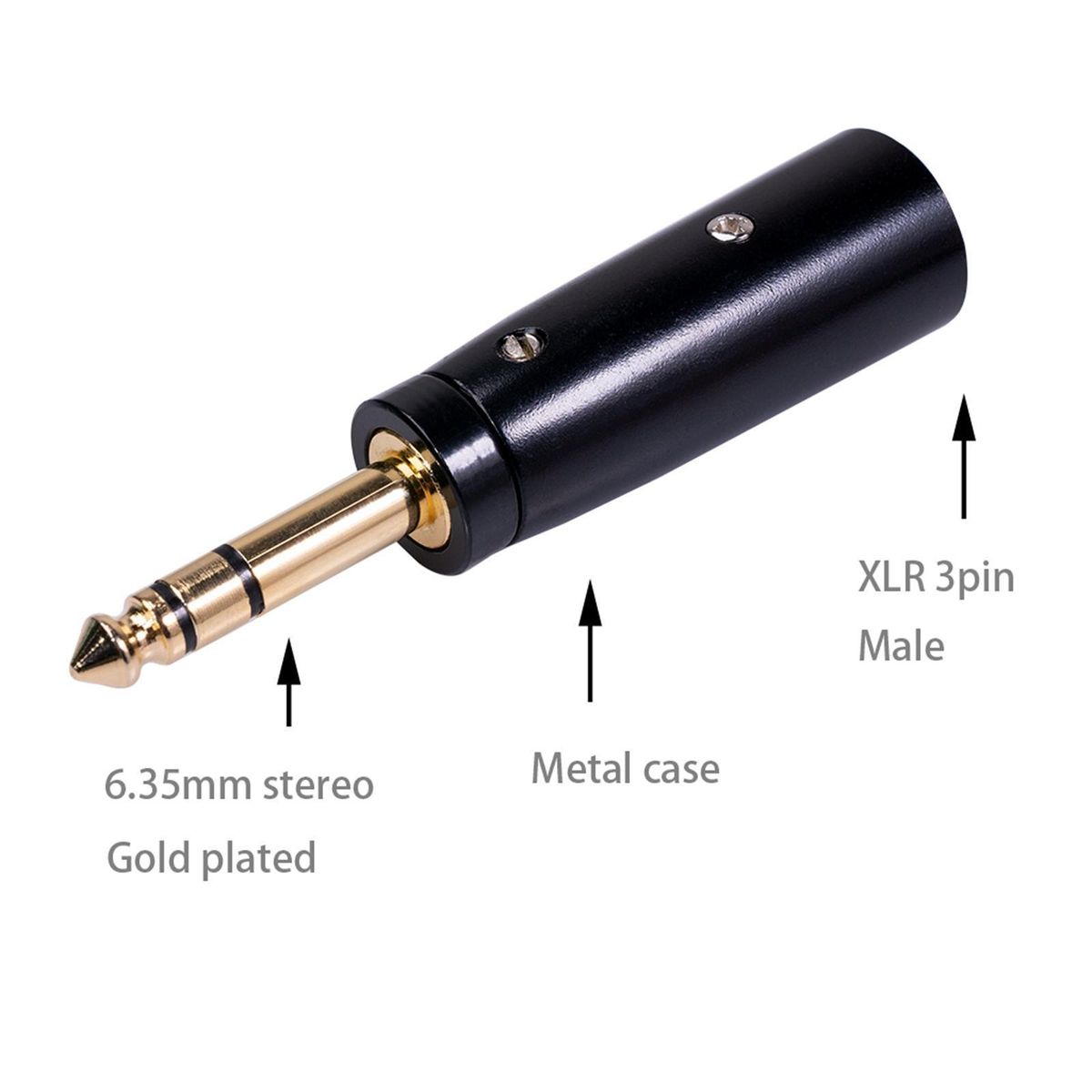 1/4" TRS To XLR Male 3 Pin Audio Converter Adapter Stereo