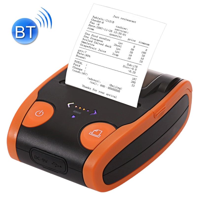 Portable 58mm Bluetooth POS Receipt Thermal Printer(Orange)