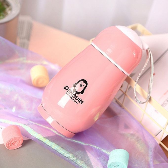 Penguin Insulated Sports Water Bottle  Ute Animal Stainless Steel Va Uum Flask-pink
