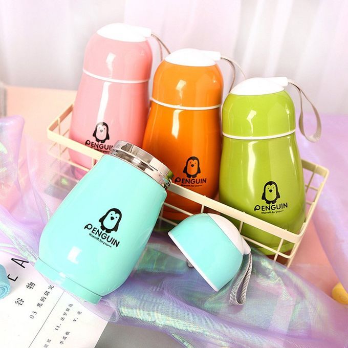 Penguin Insulated Sports Water Bottle  Ute Animal Stainless Steel Va Uum Flask-pink
