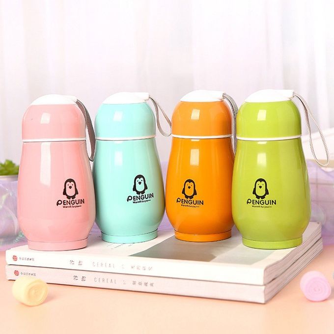 Penguin Insulated Sports Water Bottle  Ute Animal Stainless Steel Va Uum Flask-pink
