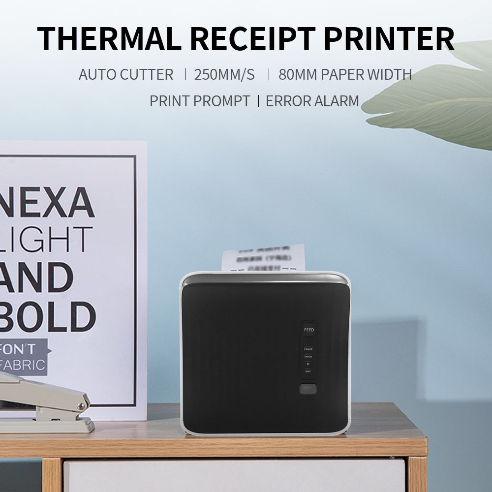 80mm USB WiFi BT Thermal Receipt Printer 250mm/s Printing