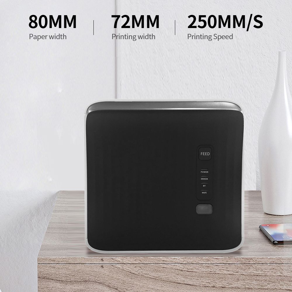 80mm USB WiFi BT Thermal Receipt Printer 250mm/s Printing