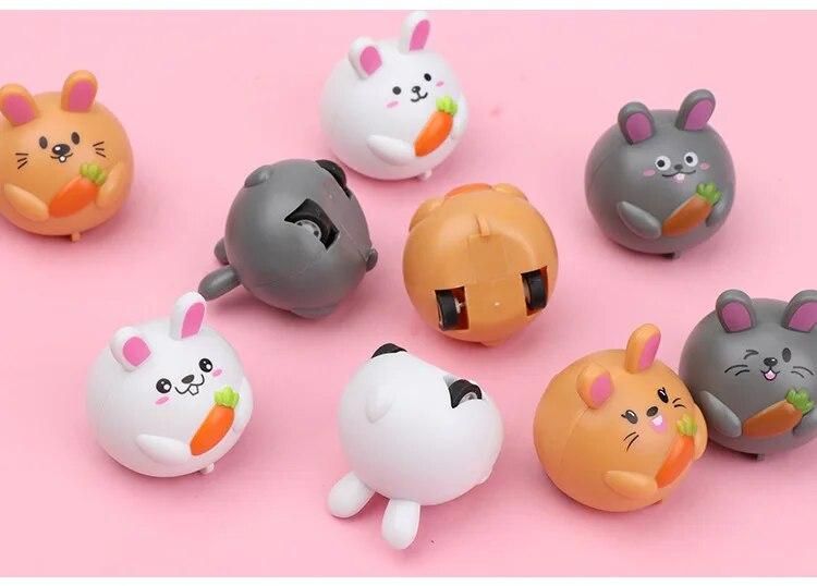 Children Pull Back Car Toys Creative Cartoon Animal Rabbit Mini Pull Back Car Toys Cartoon Animal Inertia Car Kids Birthday Gift