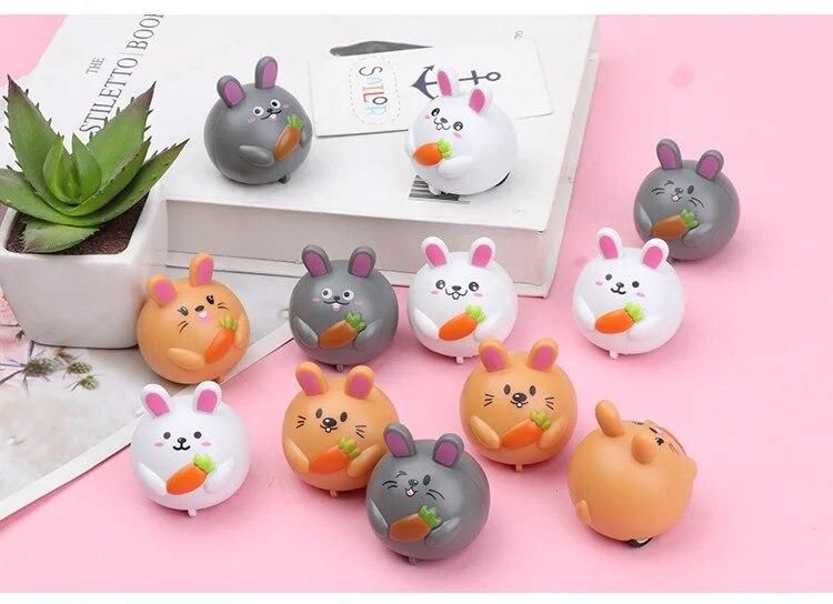 Children Pull Back Car Toys Creative Cartoon Animal Rabbit Mini Pull Back Car Toys Cartoon Animal Inertia Car Kids Birthday Gift