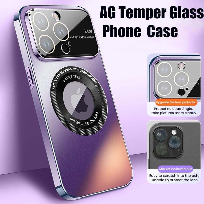 2023 New AG temper glass for MagSafe case for iPhone 13 Pro Max 14 slim matte shockproof armor cover cases for iPhone 14 Pro Max