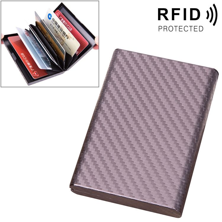 Aluminum Alloy Credit Card Bank Card Security Anti Magnetic Large Capacity Card Holder(Carbon Gray)