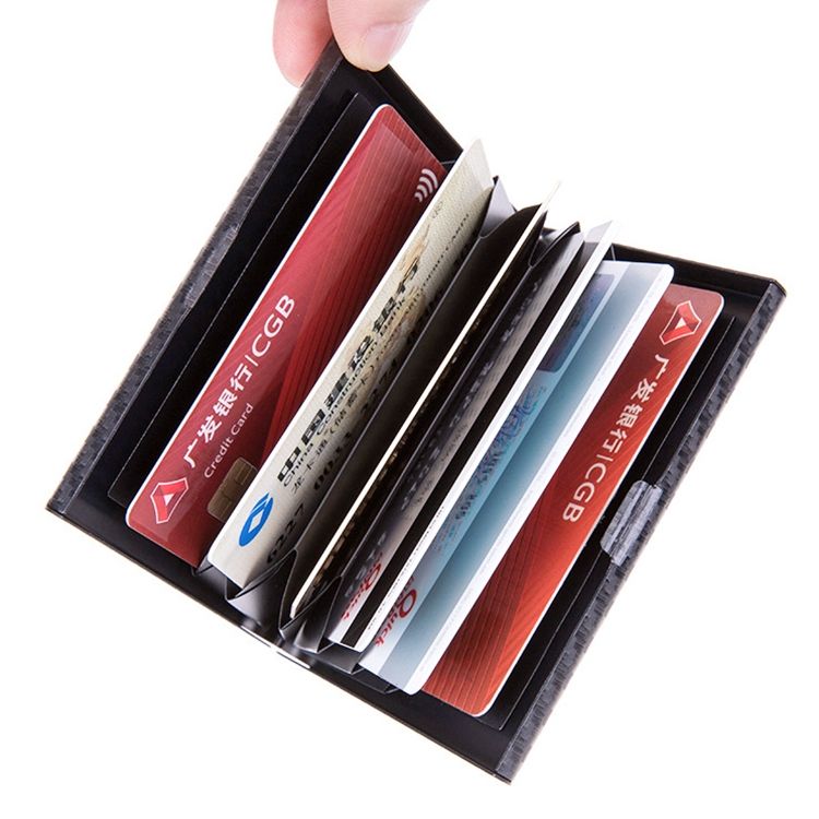 Aluminum Alloy Credit Card Bank Card Security Anti Magnetic Large Capacity Card Holder(Carbon Gray)