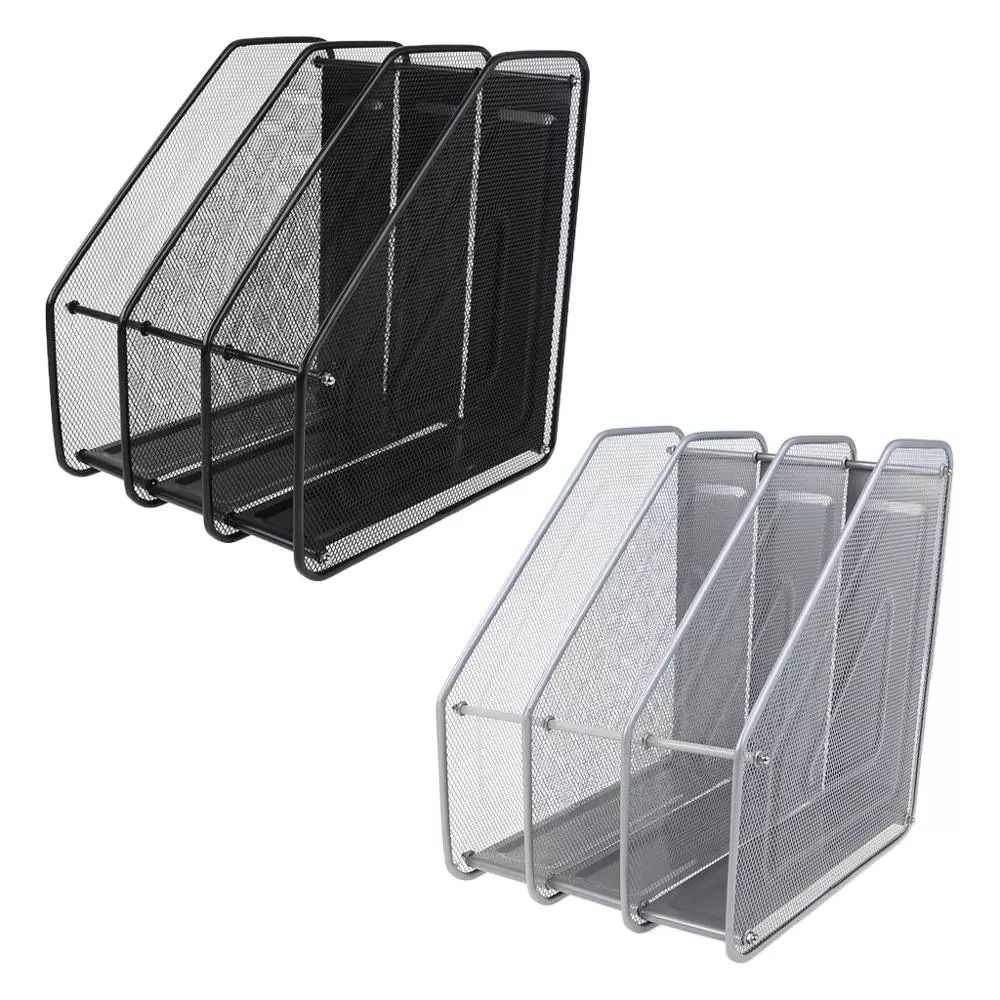 3 Column Metal Mesh Document Rack File Holder Letter
