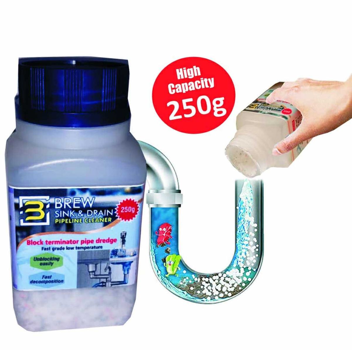 Kitchen/Toilet Drain Pipeline Dredge Cleaning Agent - 250g