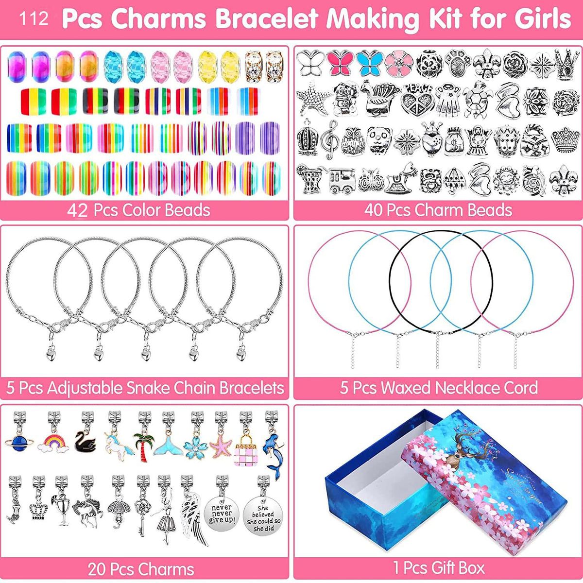 DIY Charms Bracelet Making Set Spacer Beads Pendant Accessories for Bracelet Necklace Jewelry Making Creative Children Gifts New